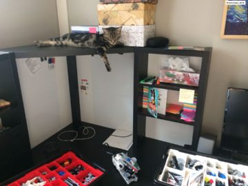 Lego Mindstorm set and my cat, Fiona